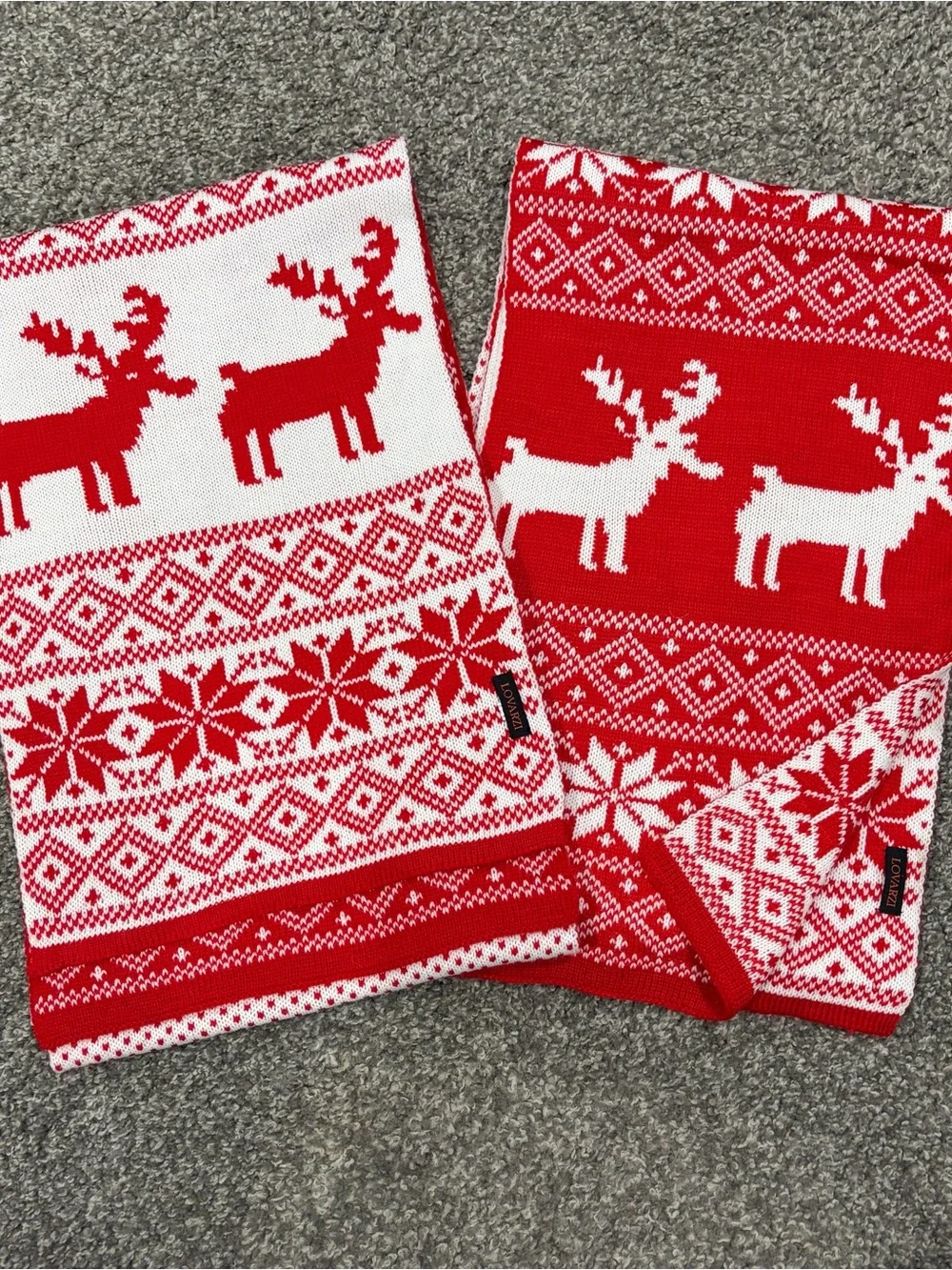 Christmas Red Knit Lovarzi Scarfs - Red & White, Set of Two